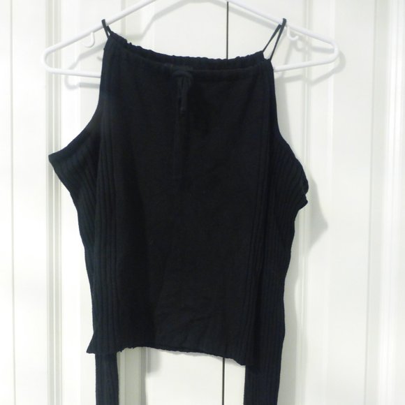 URBAN BEHAVIOR Y2K black cold shoulder sweater top - Picture 3 of 7